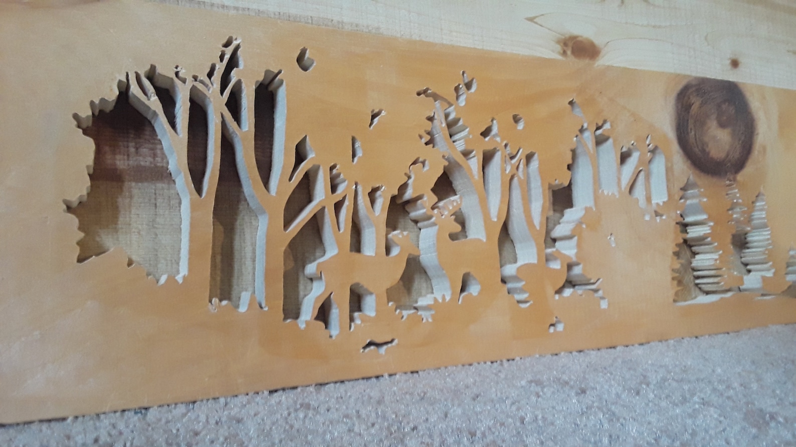 Nature Scene made with Scroll saw deer pine trees forest Etsy