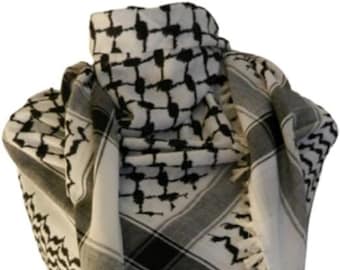 Unisex White Shemagh Head Palestine Scarf Neck Wrap Authentic Face Cover Army