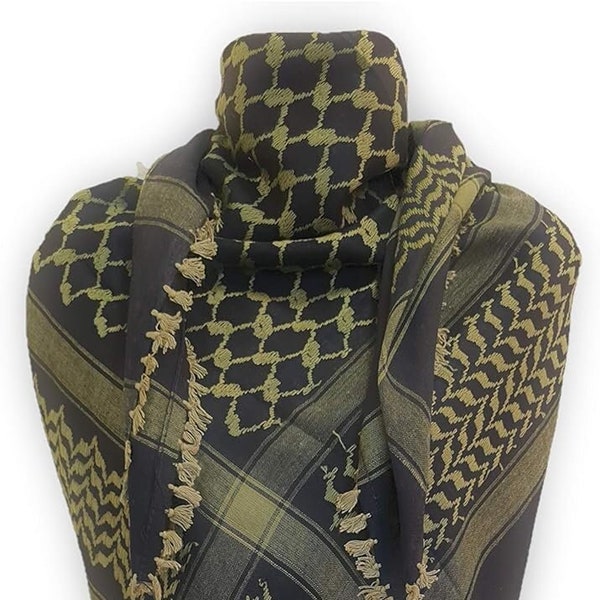 Olive Green Shemagh Head Scarf Neck Wrap Arab Tactical Wear 100% Cotton Face Cover