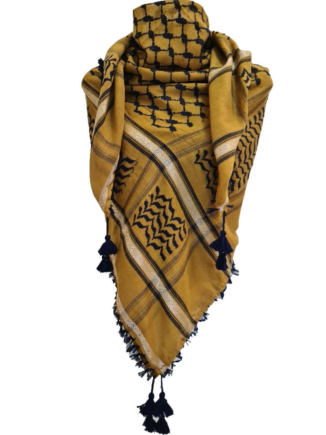 Embroidered Cotton Shemagh Scarf With Silk Trim, Middle Eastern Head ...