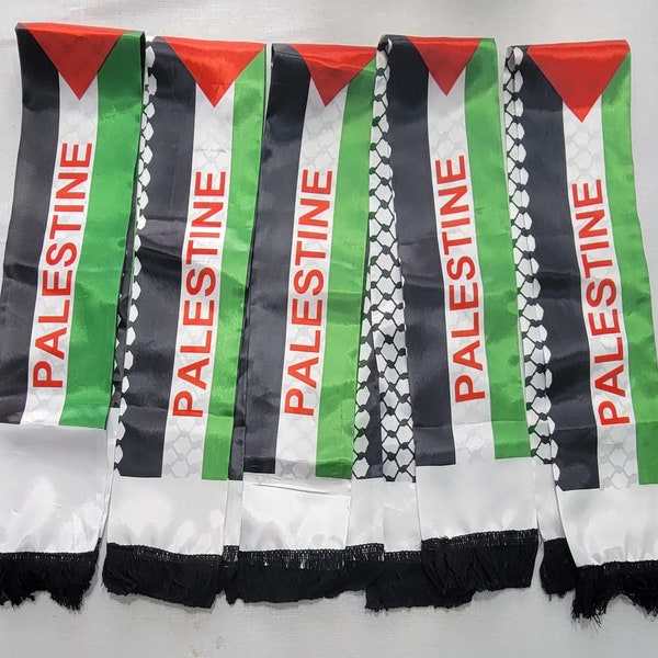 Brand New Free Palestine Neck Scarf Palestinian Flag Satin Waterproof 49"X5.5"