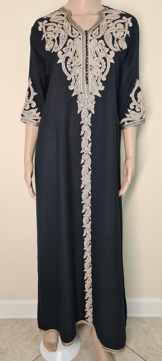 Black 1 Moroccan Kaftan Women Maxi Dress Party Elegant Gown Abaya Outfit Dishdasha Etsy Canada