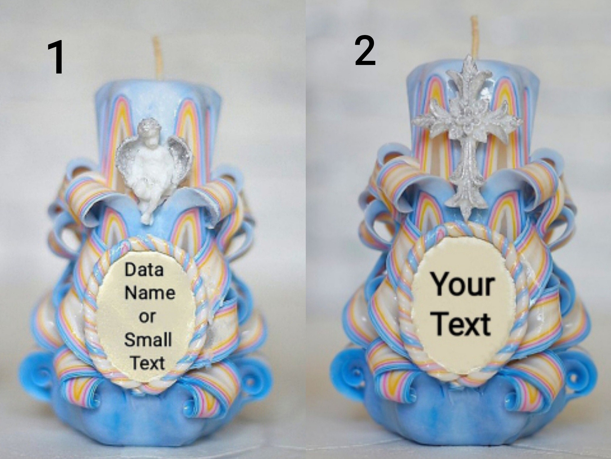 Personalized Baptismal carved candle for boys Baptism baby Etsy