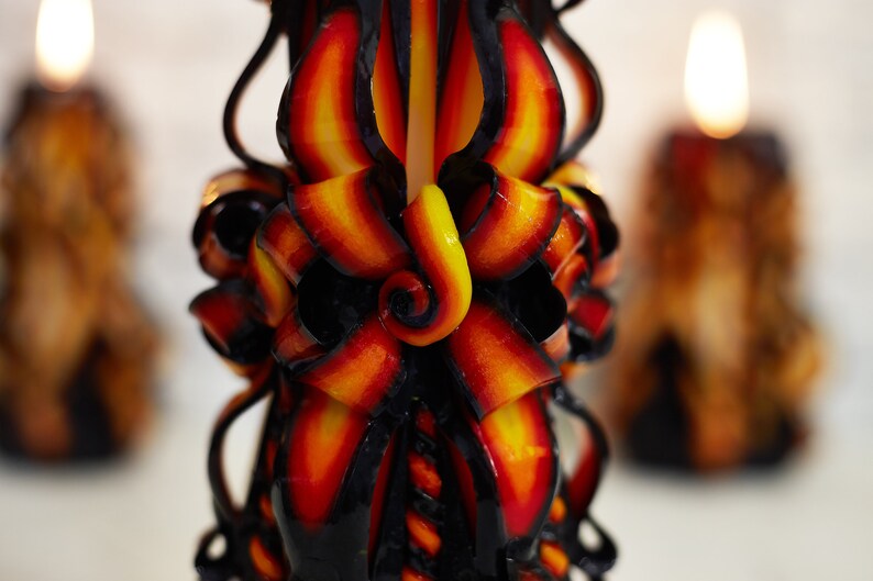 Gothic Unity Carved Candles for Wedding Ceremony Hygge Home Decor. Fire and flame Set Goth Candle Wedding Favor