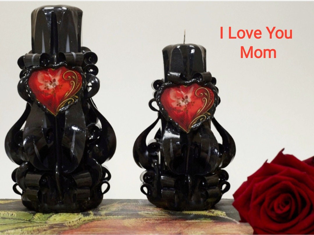 Gothic Mother's Day gifts Cool Black carve candle with Etsy