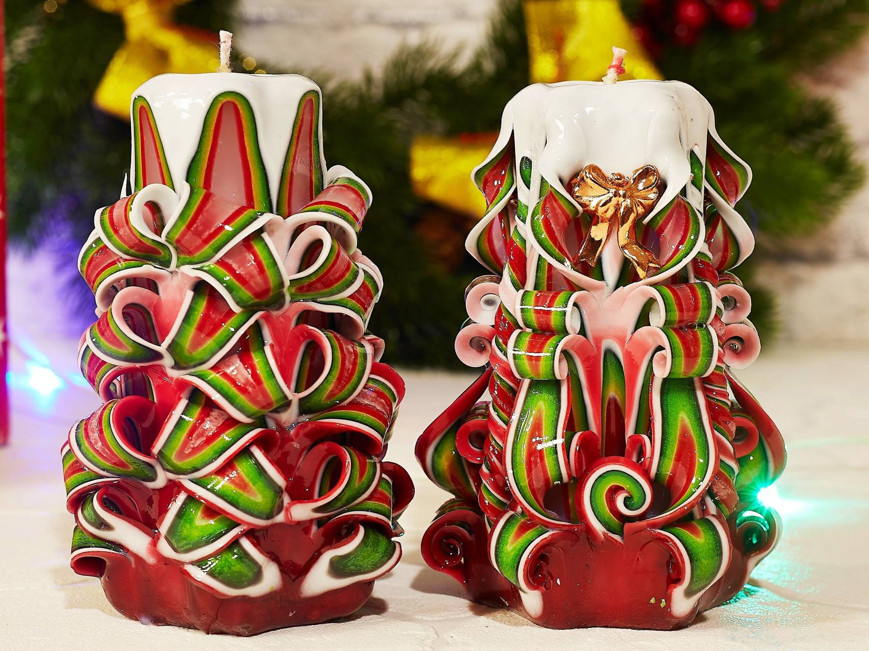 Christmas carved candles Unique Christmas gifts Xmas red Etsy