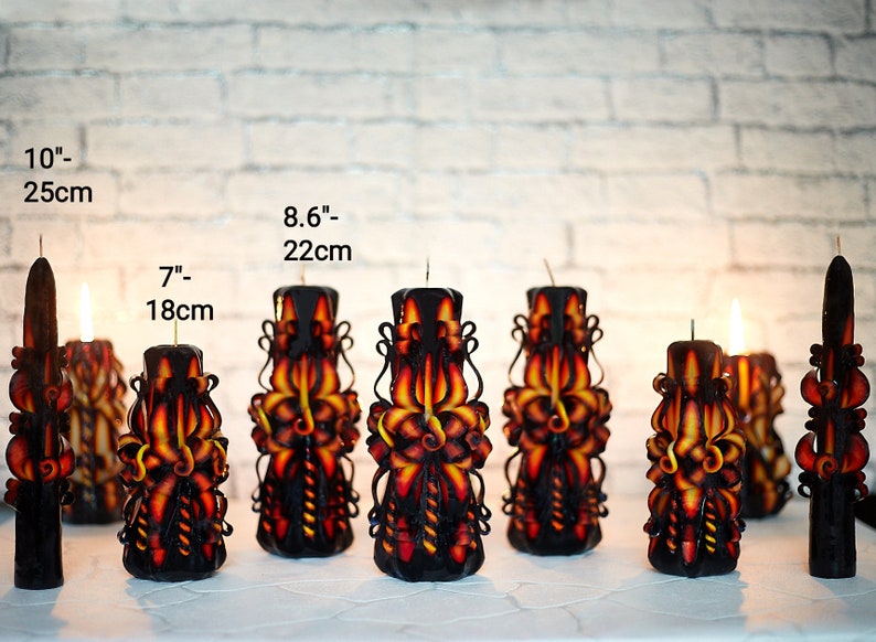 Gothic Unity Carved Candles for Wedding Ceremony Hygge Home Decor. Fire and flame Set Goth Candle Wedding Favor