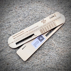 Duit & Knit sock ruler, 2 sizes, tables for the stitch cast on, scale for stitch sample and needle size, made of wood now in a new design image 5