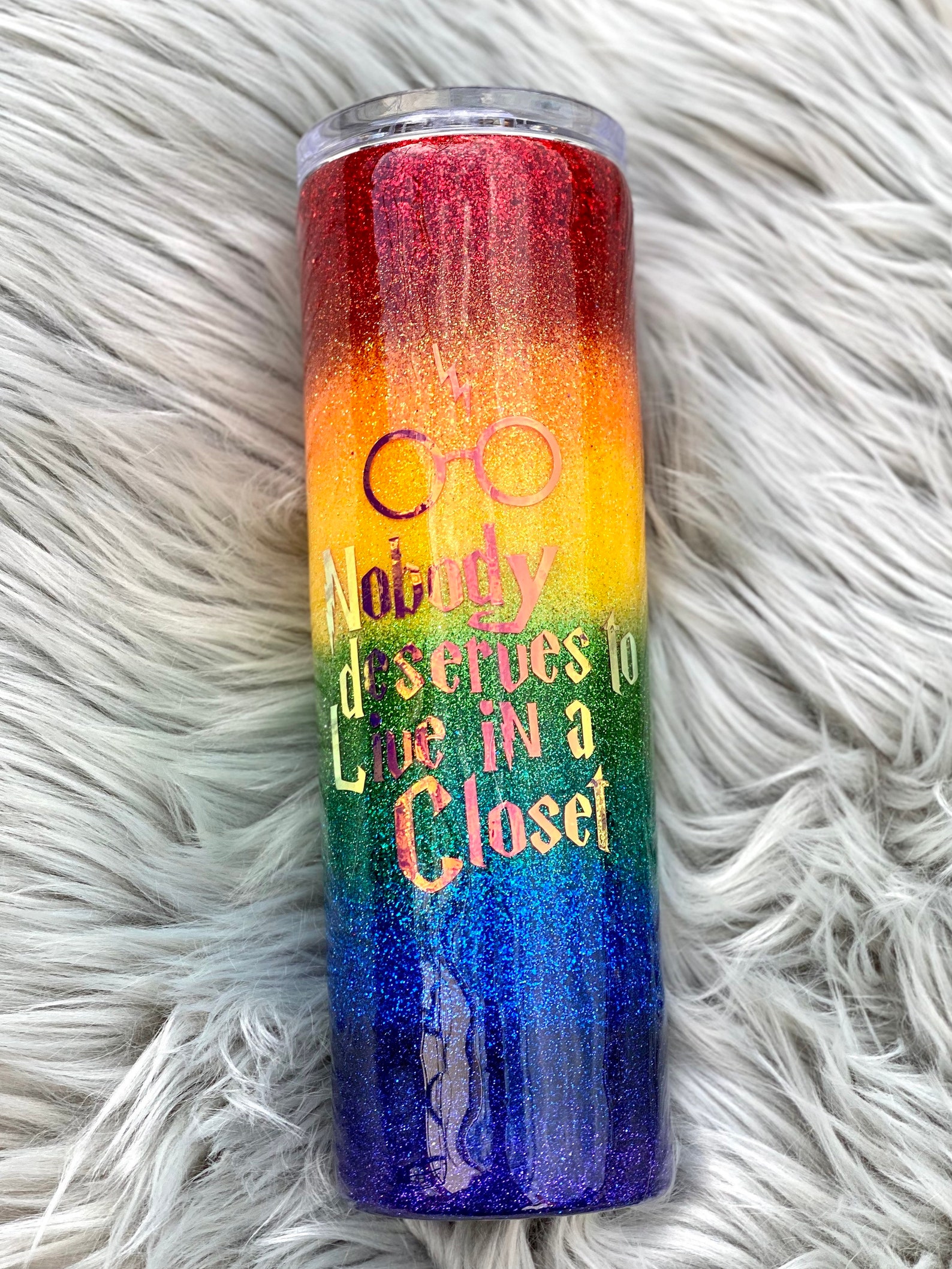 Pride Rainbow Glitter Tumbler Custom Tumbler Etsy UK