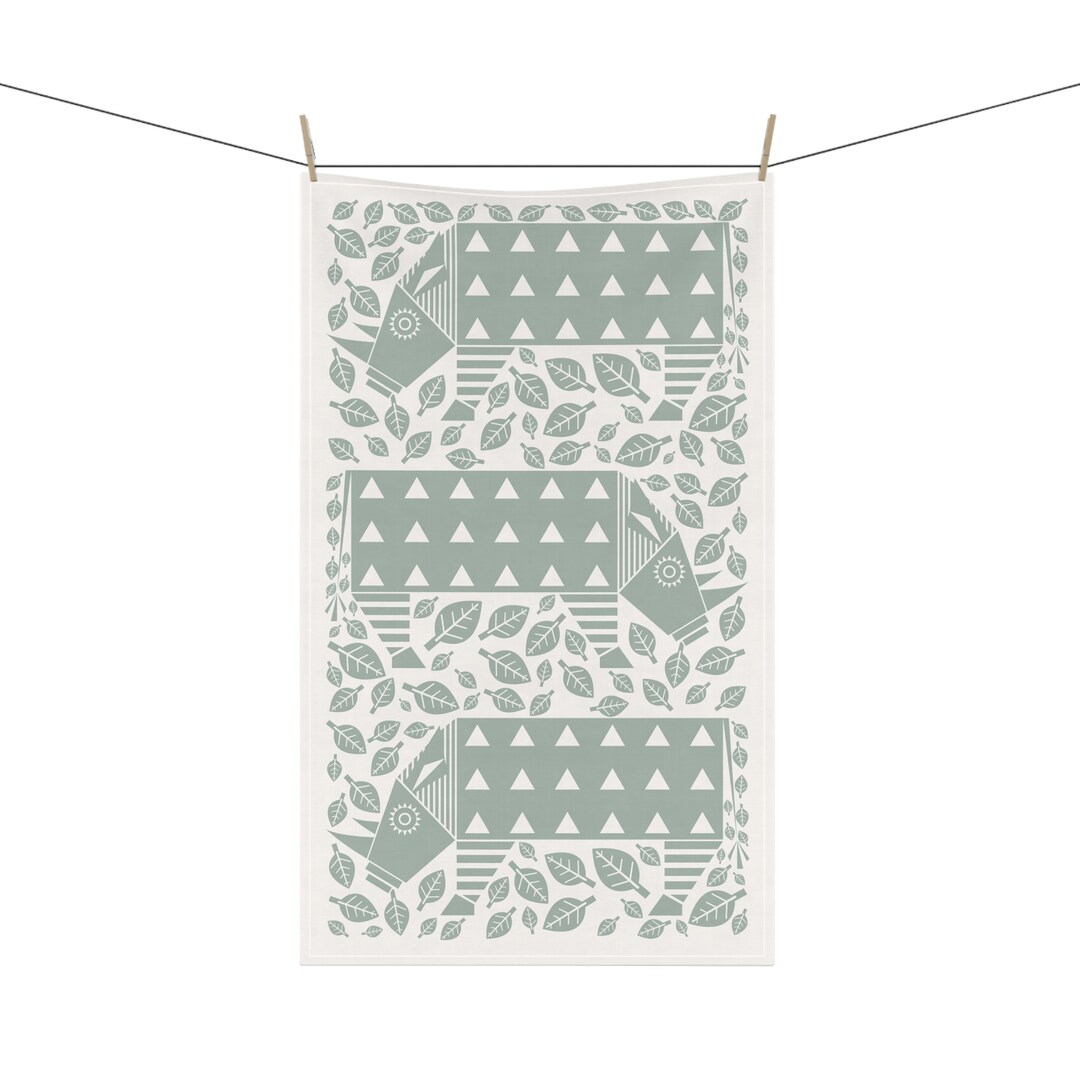 Kitchen Towel Sage Green Rhino Print Tea Towel Sage Green Etsy