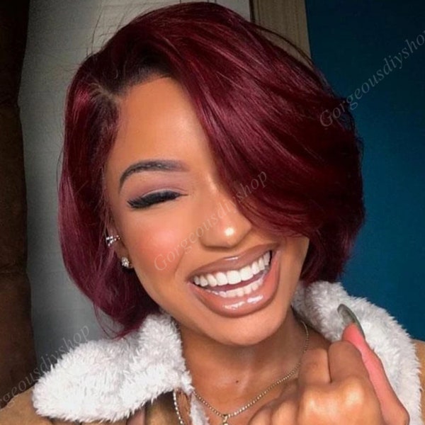 Wine Red Short Curly Wig, Curly Hair, Natural Wavy Wig, Heat Resistant Wig, Bob Curly Wig for Black Women, Fashion Style Chemical Fber Wig