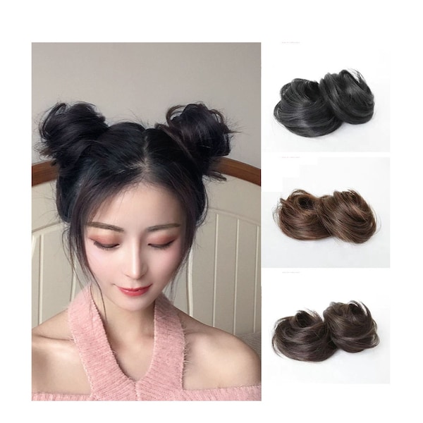 2 pcs Mini Chignons À Cheveux, Chignons À Cheveux D'oreille De Chat, Chouchou Clip Updo, Chignons De Fille En Désordre, Extension De Cheveux Quotidienne, Extensions De Chignon De Cheveux Ondulés, Cadeau