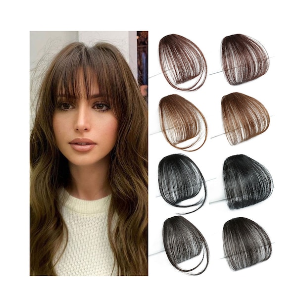 6 '' Clips auf Fringe Bangs, 3D Hair Bangs Extension, Frauen Straight Hair Pony, Haarverlängerung mit Pony, Topper Echthaar Air Bangs, Geschenke