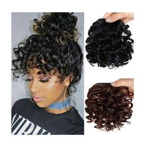 Clip in Curly Bangs Etsy