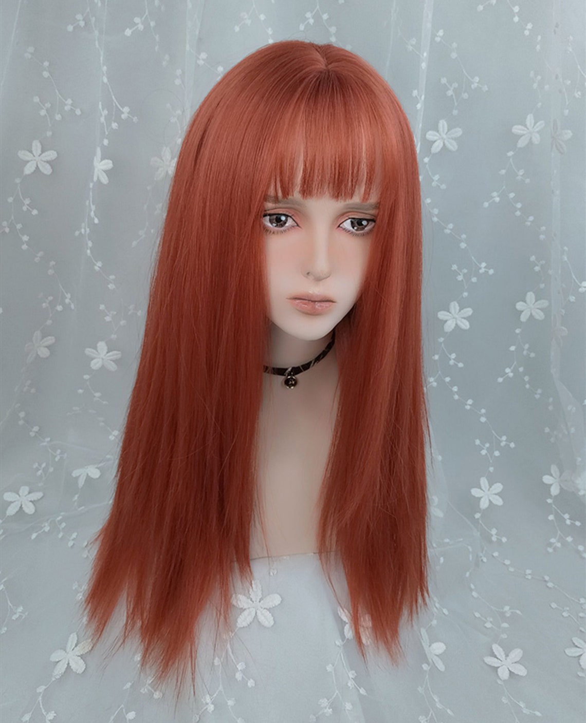 Orange long Wig with Bangs Cosplay wig Party Red hair For Etsy