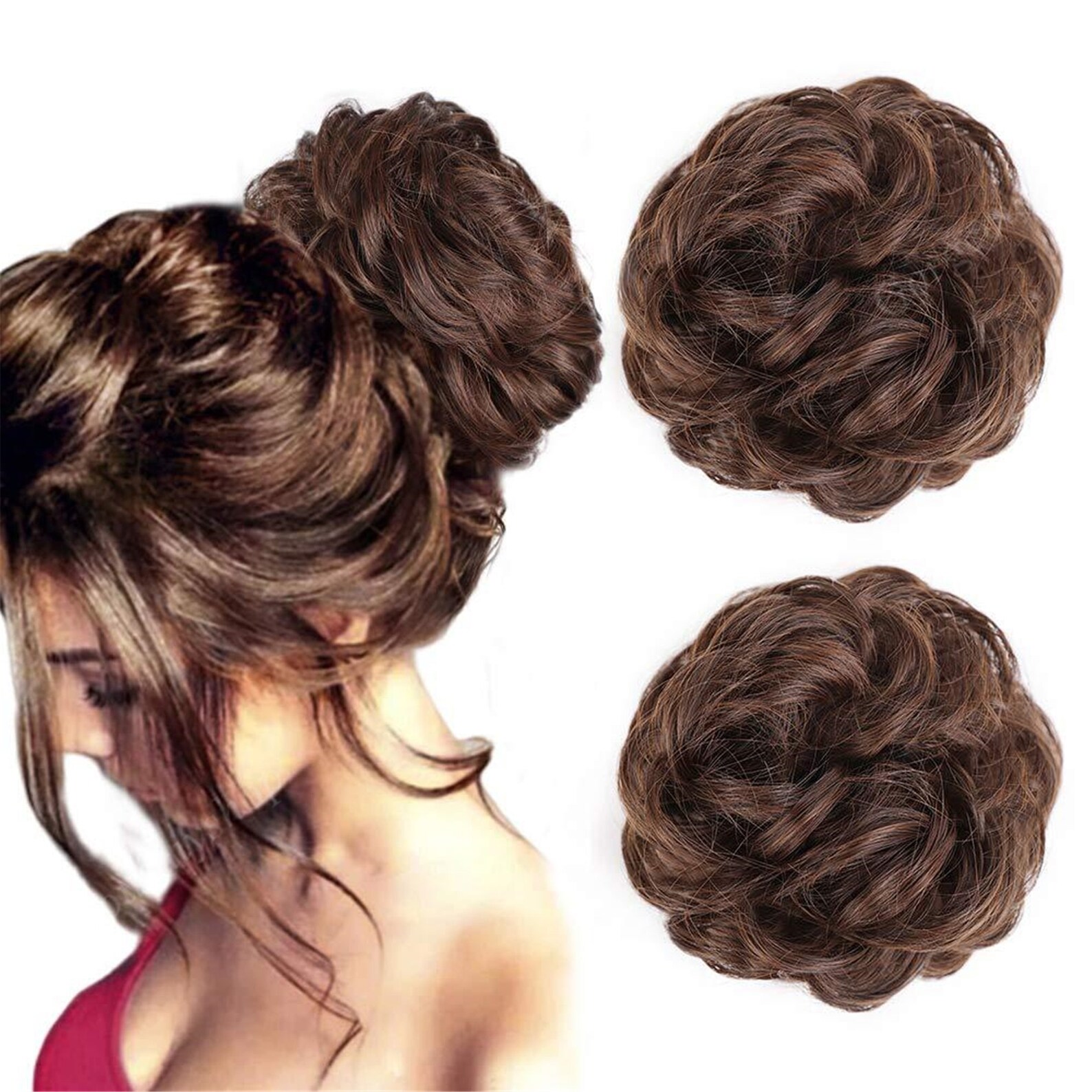 Real Human Hair Messy Bun Scrunchie Ponytail ExtensionCurly Etsy