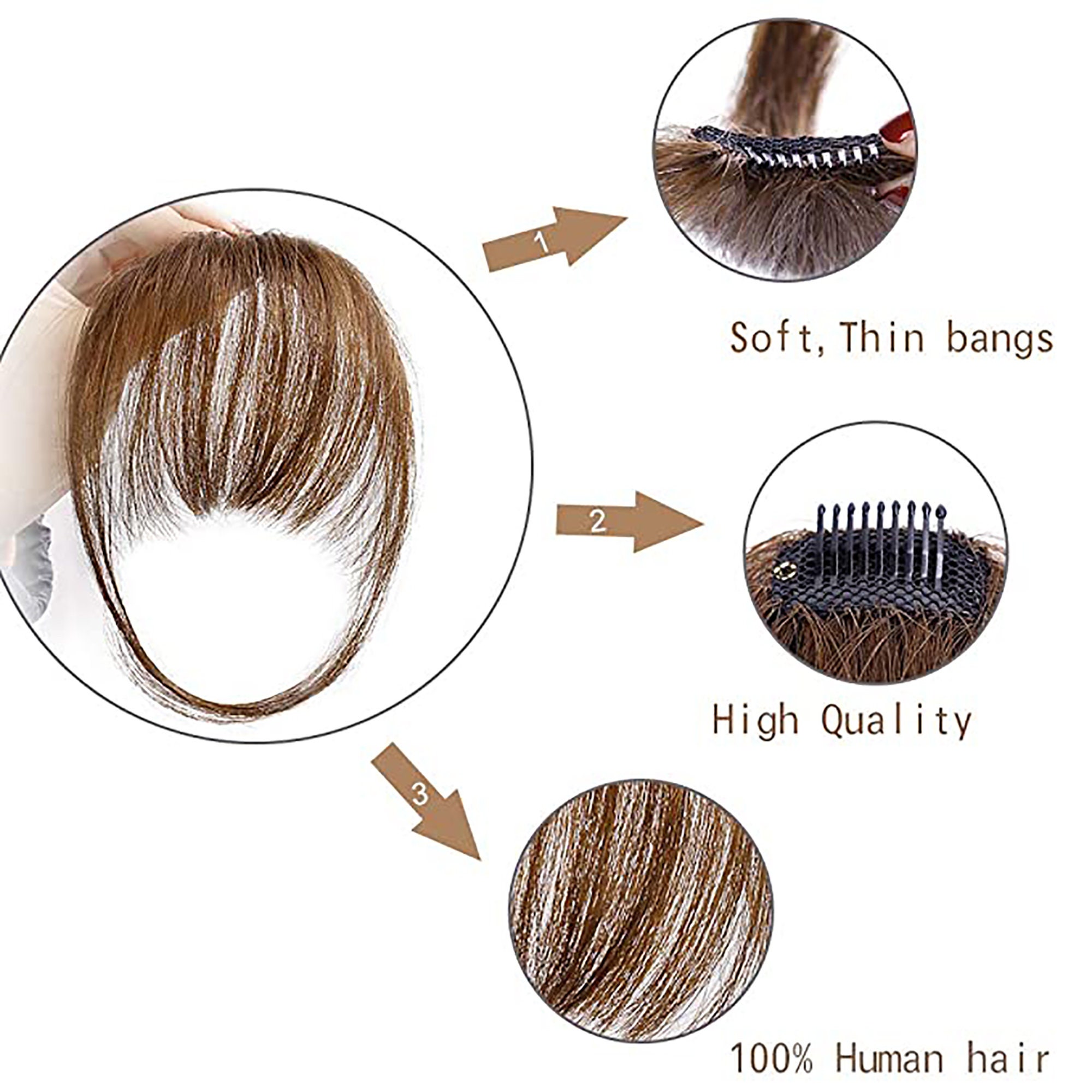 Clip in Bangs Real Human Hair Extensions Clip on Fringe | Etsy