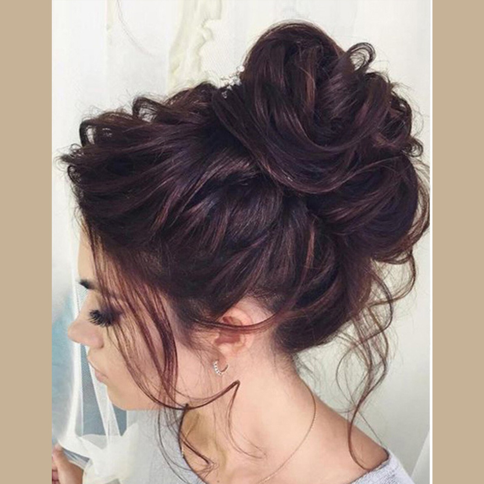 Brown Messy Hair Pieces, Bridal Hair Bun, Hair Piece for Women, Black