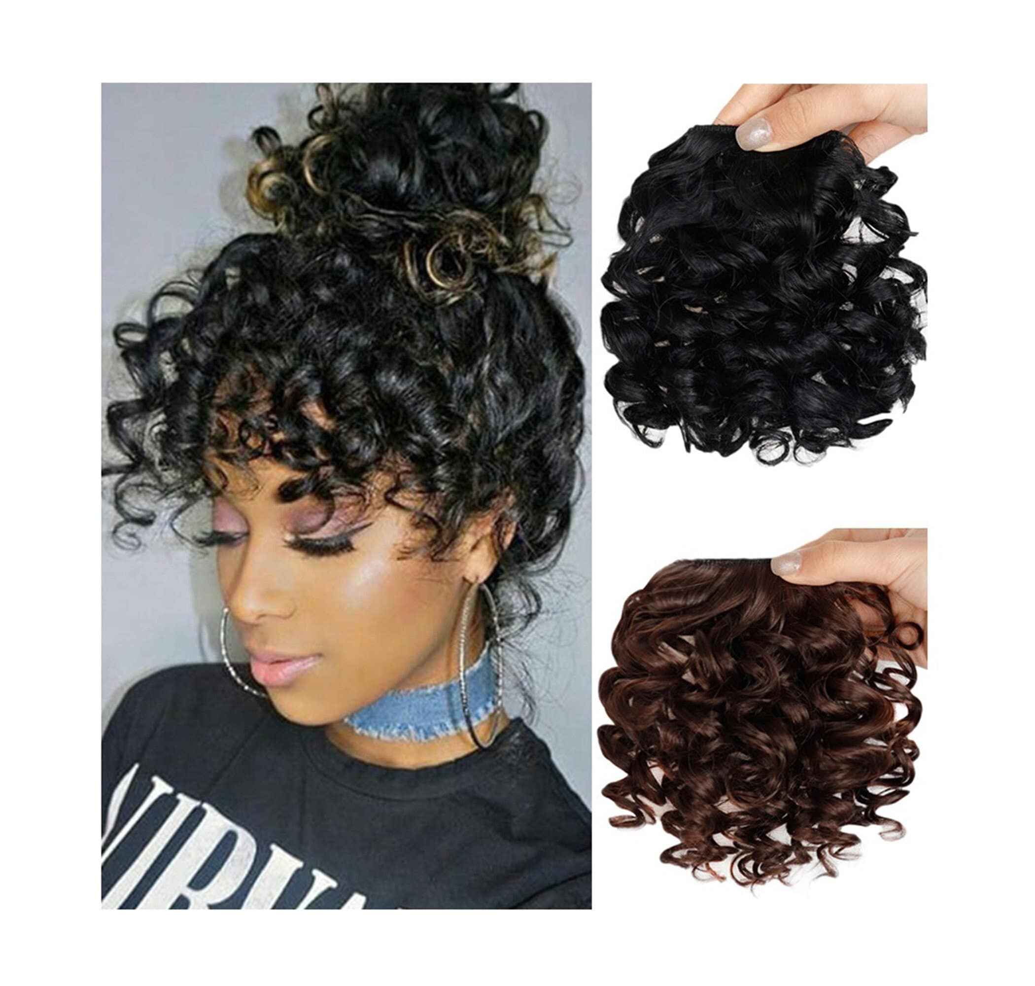 Curly bangs hair piece sale