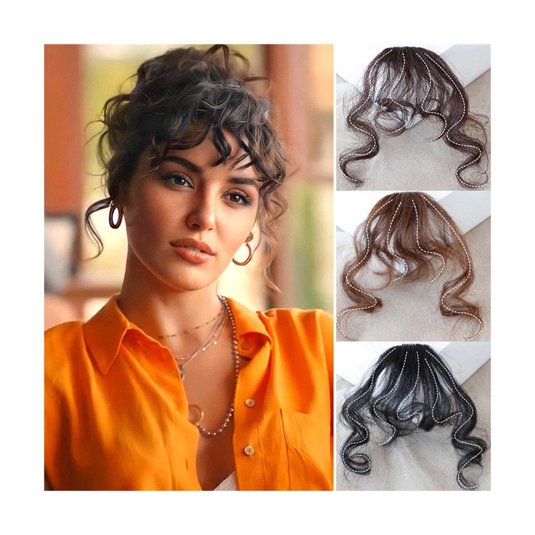 6'' Hair Extension With Curly Bangs Extensions Clip Etsy