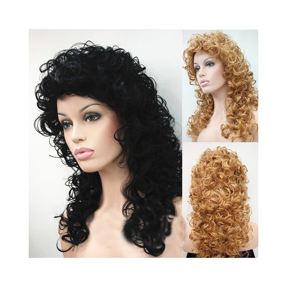 Lace Front Jet Black Long Curly Voluminous Water Waves Heat Etsy