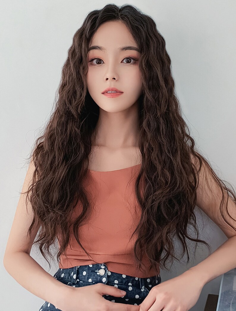 Brown Corn Perm Long Curly Haircurly Hair Wavy Wig Curly Etsy