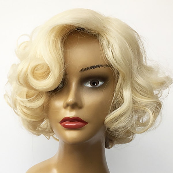 Marilyn Monroe Blonde Costume Wig,Short Curly Wigs,Gold Wig,Doris Day Wig,Women's Halloween costume wig ,Cosplay Wig