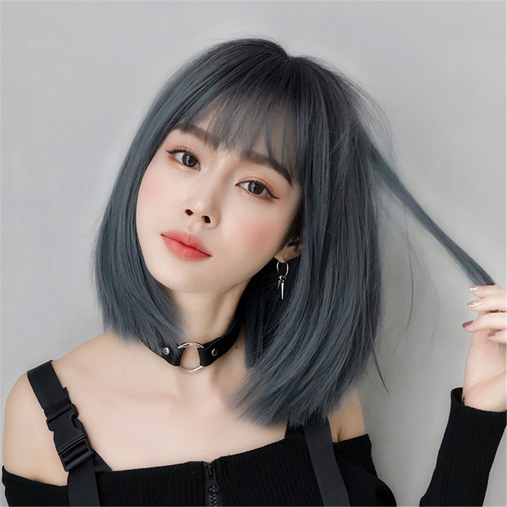 blue grey wig