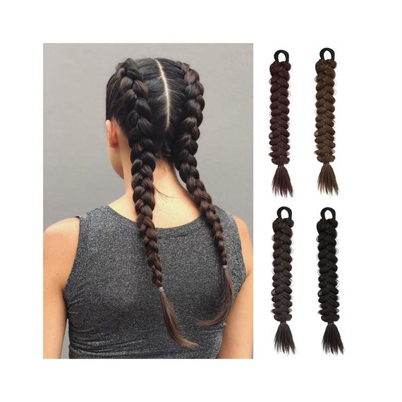 24'' Jumbo Natural Braided Hair Extensions, Thunder Hip hop Braids Crochet  Synthetic Ponytail, Elastic Hair Band, Rubber Band, Rapper Gifts 