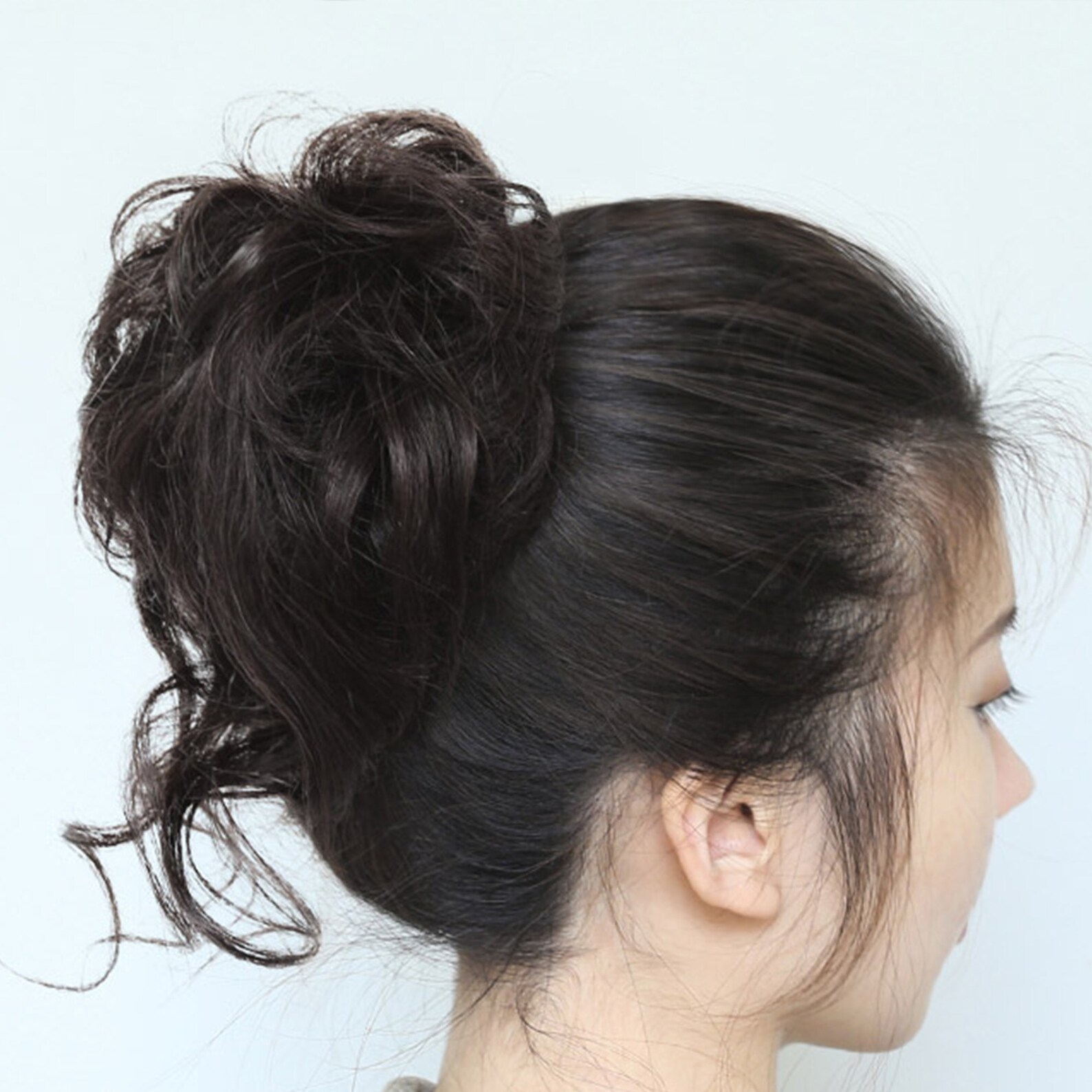 Brown Messy Hair Pieces, Bridal Hair Bun, Hair Piece for Women, Black