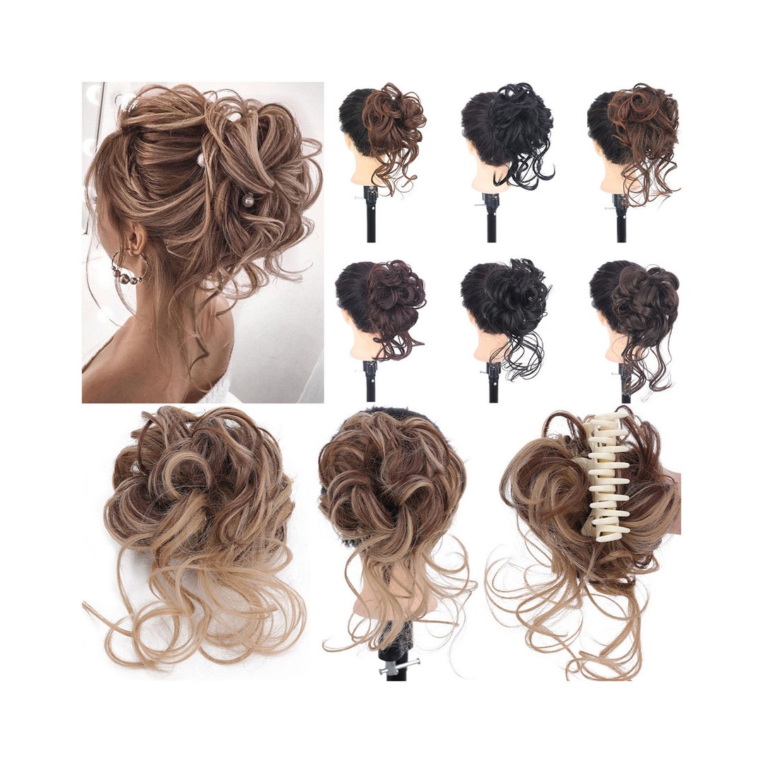 Elegant Curly Messy Hair Bun, Fake Hair Extension, Clipon Hair Bun