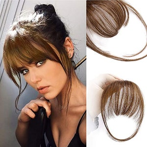 Clip in Bangs Real Human Hair, Extensions Clip on Fringe Bangs, Human Hair Clip in Hair Bangs, 3D Clip-on Bangs Topper Real Hair Air Bangs