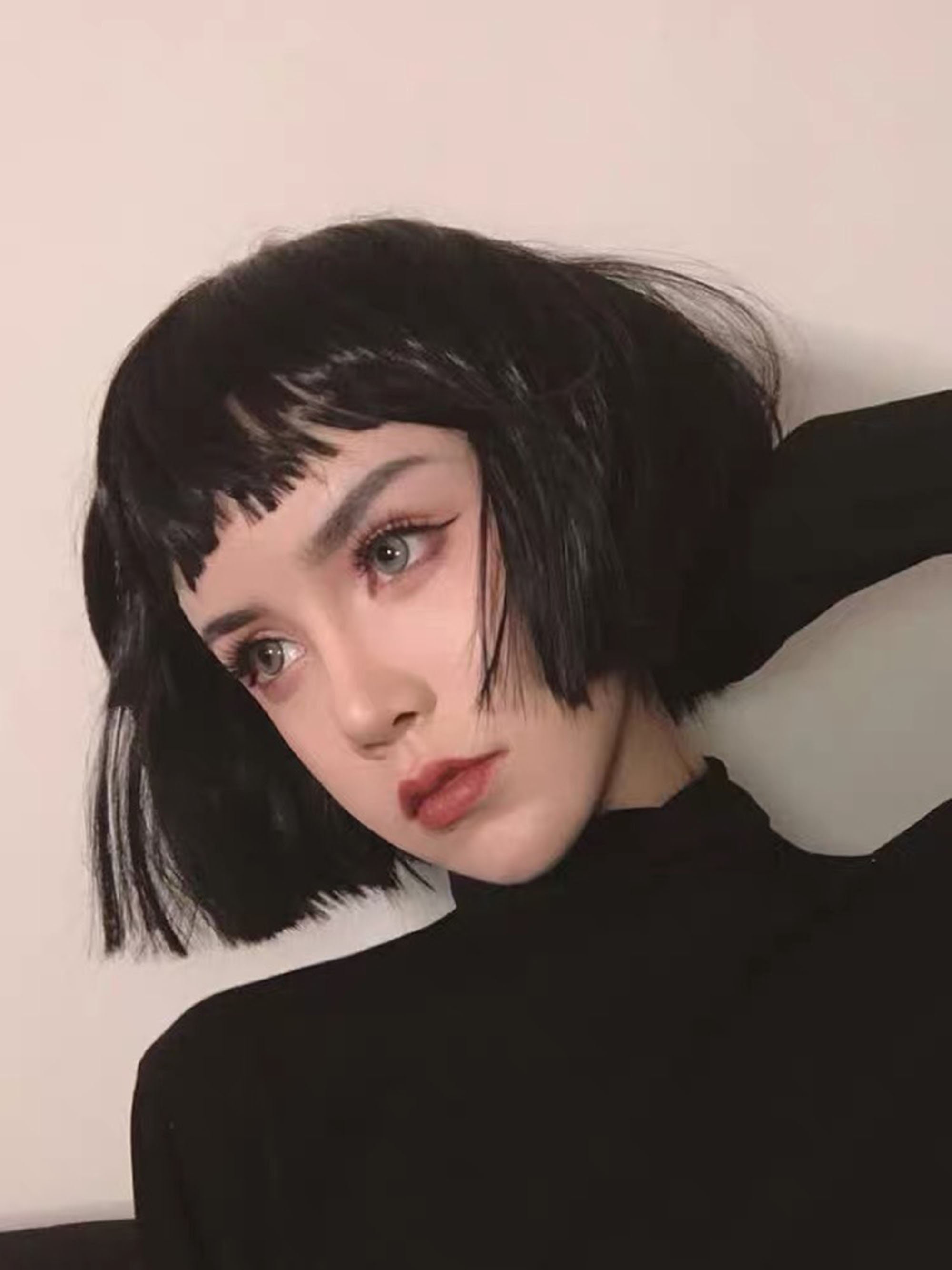 Natural Black Straight Short Hair Wig Wig With Bangs Braided - Etsy New Zealand Natural Black Straight Short Hair Wig Wig With Bangs Braided - Etsy New Zealand