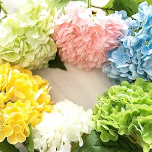 Hortensia artificial de tacto real de 20,9 pulgadas, flor decorativa para el hogar en 11 colores para ramo.