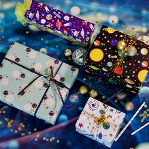 Wrapping Paper : Coated Paper  With  Space&The Universe Pattern in 4 Colors  ,  Gifts Packing
