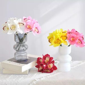 10&quot;(Overall Length) 6PCS Real Touch Orchids Bouquet , Home Decor Flowers in 8 Colors For Bouquet ,Wedding, Party