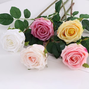 17.7&quot; Real Touch Rose Artificial Faux Flower Home Decor Flower in 5 Colors