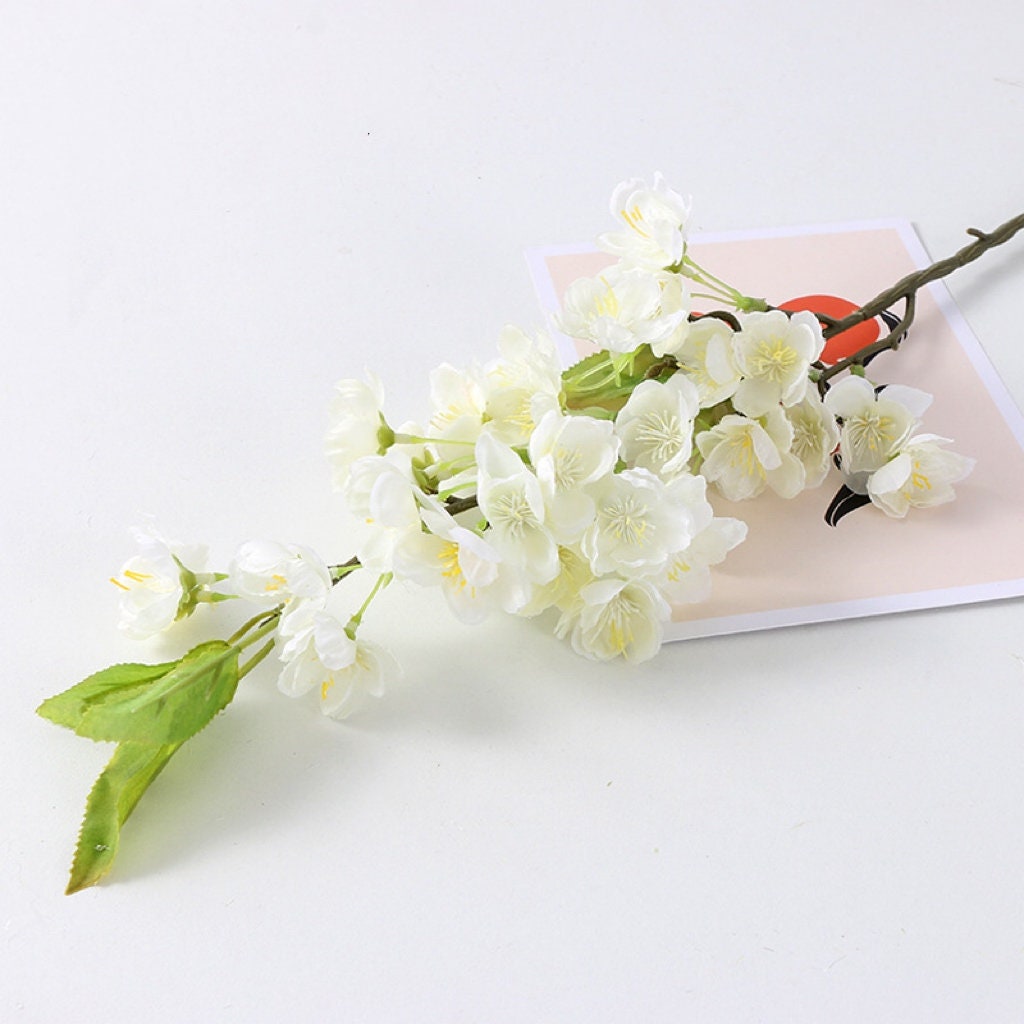 UXORSN 6 stuks kunstkersenbloesemtakken, 40 cm, roze kunstbloemen, lentedecoratie, kersenbloesemboom, kunstplanten, perzikbloemen, stengels, zijden bloemen voor bruiloft, feest, kantoor, vaas