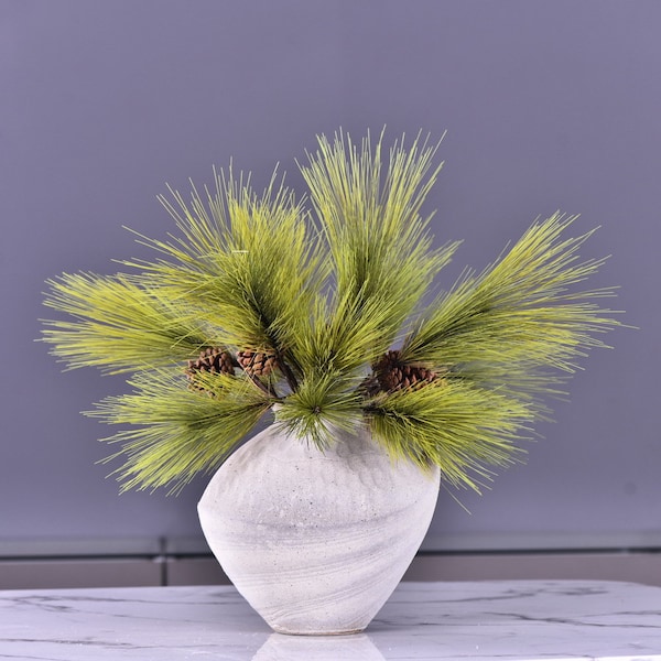 Faux Needle Pine Spray Stem , Pine Branch , Christmas Greenery , 2 Sizes ,Artificial Plant