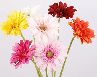 25.6" Real Touch Gerbera Daisy ，Artificial Faux Flower in 7 Colors For Bouquet，Wedding，Party