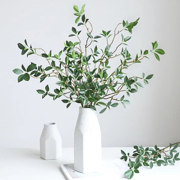 Ficus Microcarpa Branch Real Touch Artificial Faux Plant Home Decor Plants for Bouquet , 2 Sizes