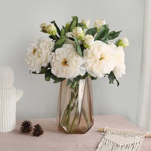 19.3&quot;(Overall Length) 2 Heads Faux Peony  Artificial Faux Flower Home Decor Flower in 5 Colors for Wedding ，Bouquet