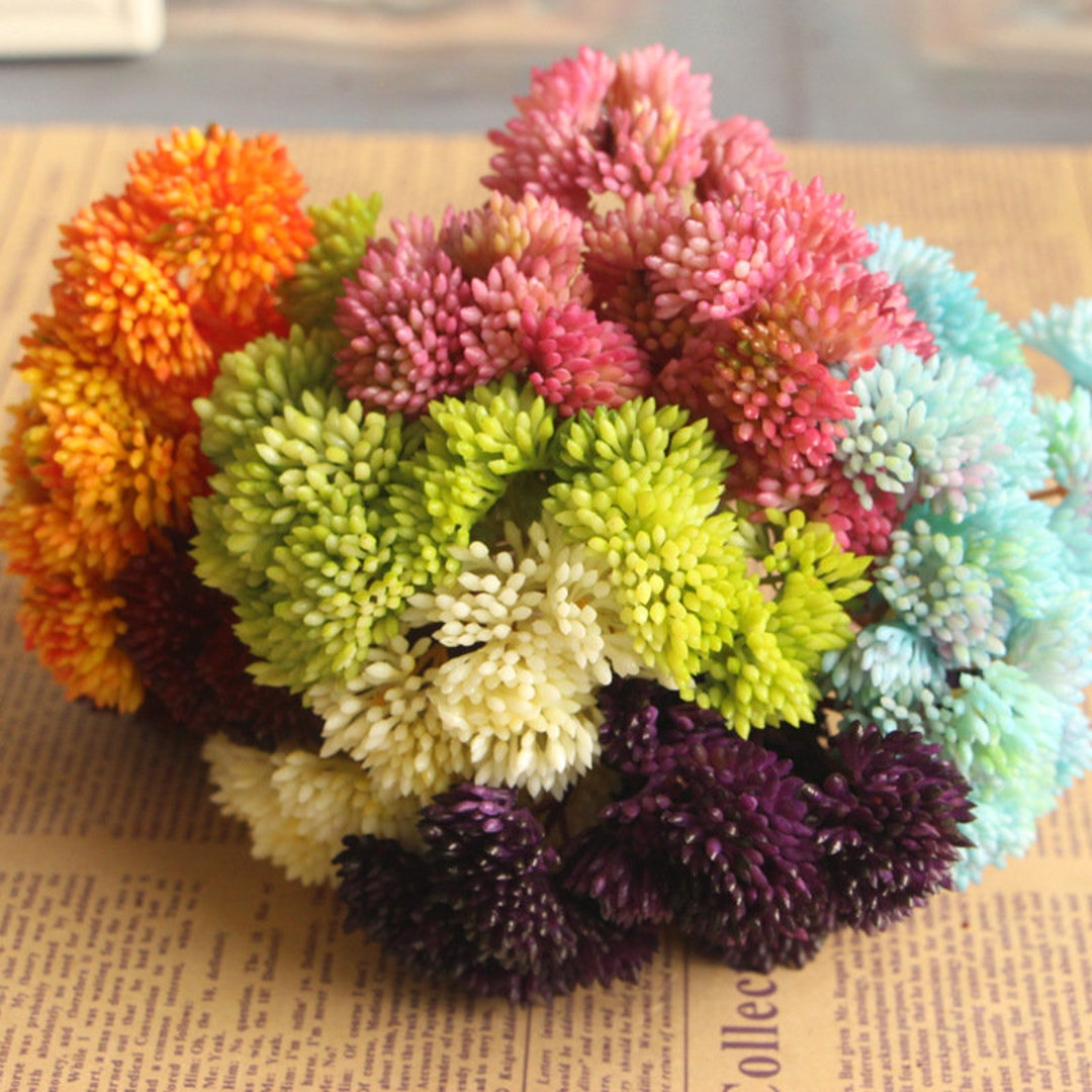 1 bunch (6pcs) of Baby's Breath Bouquets in 7 colors , Artificial Flowers，9.1”  （Overall Length）