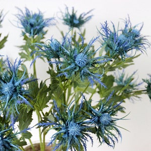26"(Overall length)Real Touch 3 Heads Eryngium Artificial Faux Flower Home Decor Flower in 5 Colors For Bouquet , Wedding , Party