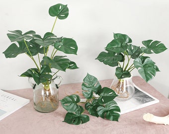 Faux Monstera Deliciosa Leaf with Roots，Artificial Plant ，3 sizes