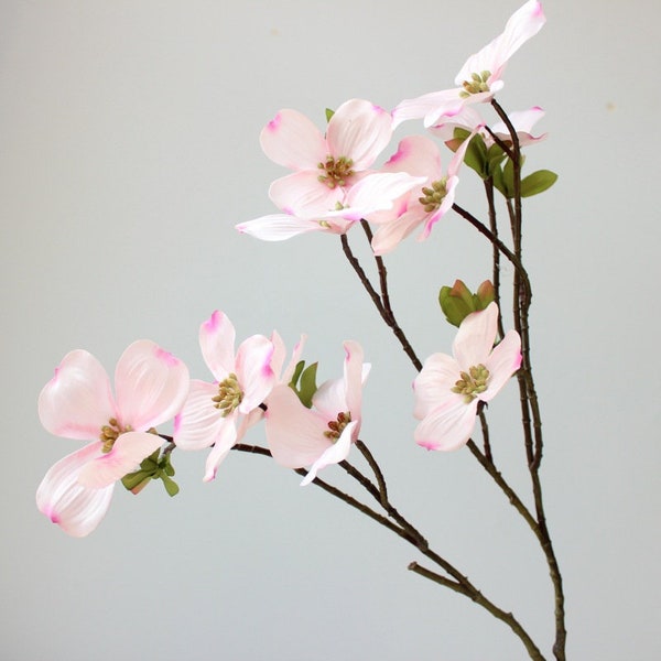 26.38"(Overall Length) 10 Heads Silk Dogwood Artificial Faux Flower Home Decor Flower in 2 Colors for Bouquet