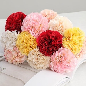 Fiore artificiale di garofano di seta da 11 pollici, decorazione per la casa, in 6 colori, per bouquet