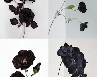 Schwarze Farben Blumen, 13 Styles, künstliche Blume, für Blumenstrauß