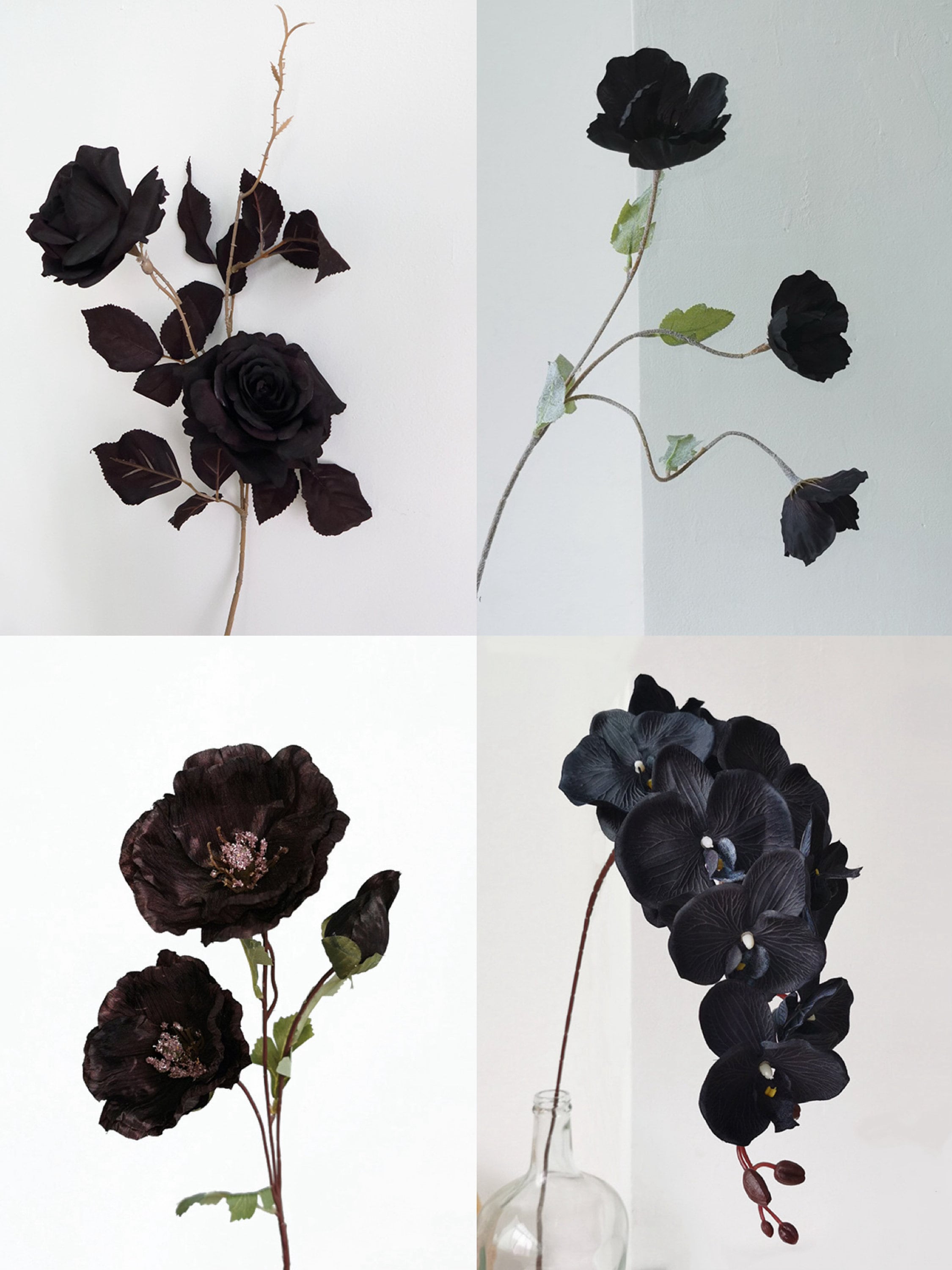 Black Colors Flowers，13 Styles , Artificial Flower，for Bouquet 