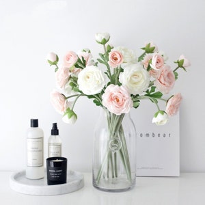 18.1&quot;(Overall Length) 2 Hand Camellia Artificial Faux Flower Home Decor Flower in 4 Colors for Wedding ，Bouquet